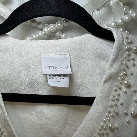 Studio C White Pearl Detailed Button Up - Picture 6 of 8